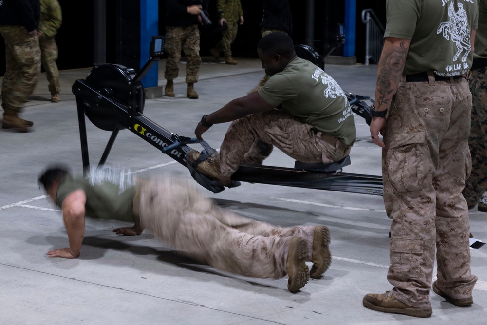 U.S. Marines with 1st LAR, 4th LAR participate in  physical fitness challenge during the Coral-Balmoral Cup