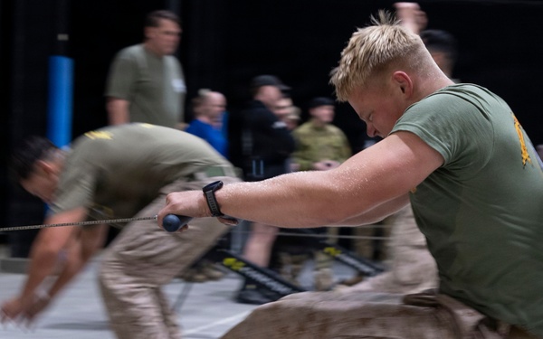 U.S. Marines with 1st LAR, 4th LAR participate in  physical fitness challenge during the Coral-Balmoral Cup