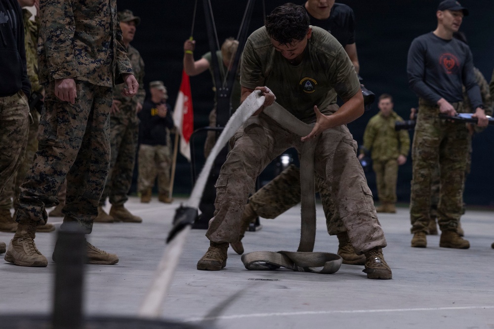 U.S. Marines with 1st LAR, 4th LAR participate in  physical fitness challenge during the Coral-Balmoral Cup