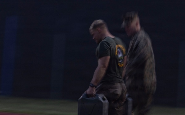 U.S. Marines with 1st LAR, 4th LAR participate in  physical fitness challenge during the Coral-Balmoral Cup