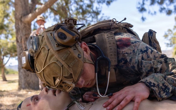 U.S. Navy Corpsman with 4th Med. Bn. participate in prolonged casualty care exercise