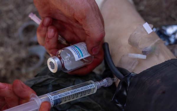 U.S. Navy Corpsman with 4th Med. Bn. participate in prolonged casualty care exercise
