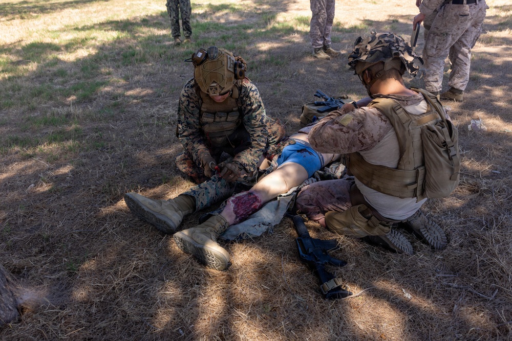 U.S. Navy Corpsman with 4th Med. Bn. participate in prolonged casualty care exercise