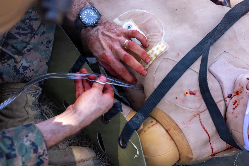 U.S. Navy Corpsman with 4th Med. Bn. participate in prolonged casualty care exercise