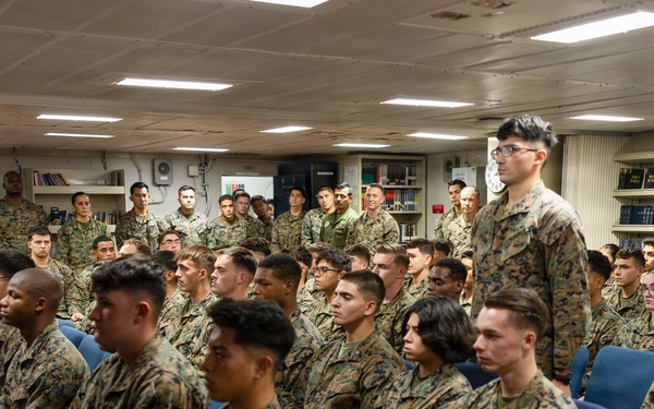 13th MEU | Lance Corporal Leadership and Ethics Seminar Graduation Aboard USS Makin Island