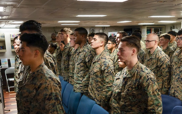 13th MEU | Lance Corporal Leadership and Ethics Seminar Graduation Aboard USS Makin Island