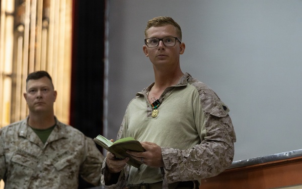 U.S. Marines with 2nd Bn., 1st Marines are recognized during MWX 4-26