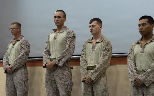 U.S. Marines with 2nd Bn., 1st Marines are recognized during MWX 4-26