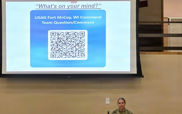 New commander holds first Fort McCoy Garrison town hall, discusses installation priorities and upcoming projects