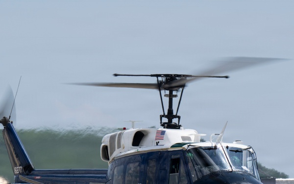 USAF UH-1N Hueys conduct media flight from JBA