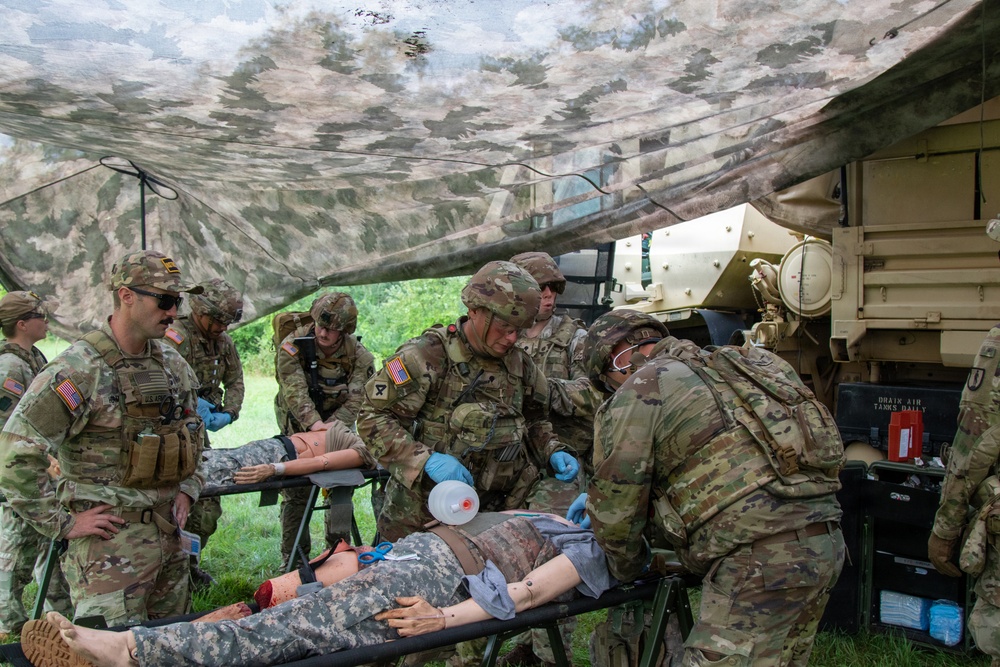 Combat medic students tested during field training