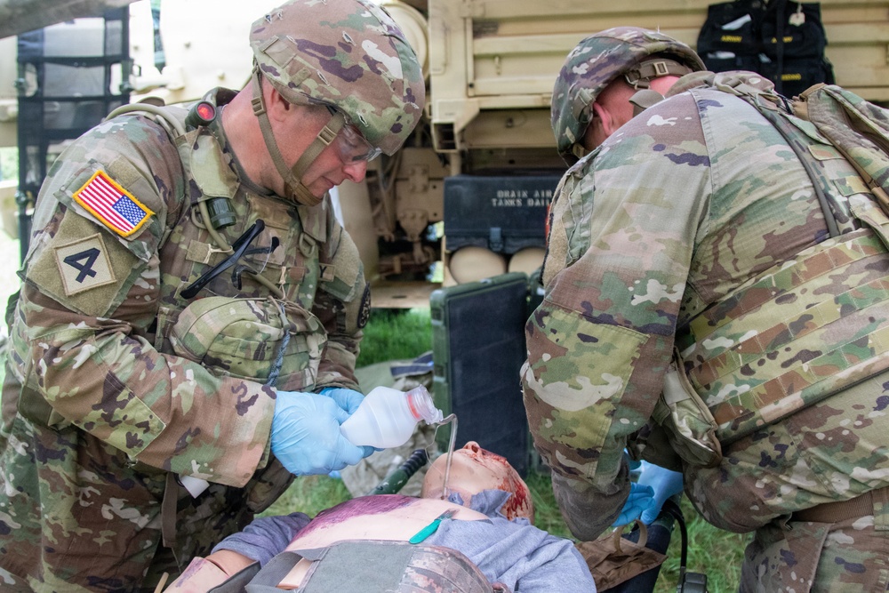 Combat medic students tested during field training