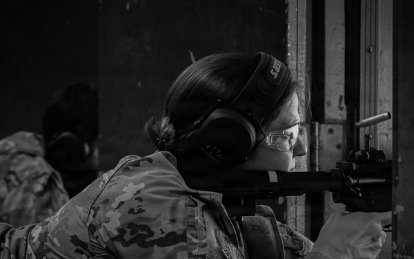 Malmstrom Airmen taking aim during Airmen’s Week rifle competition