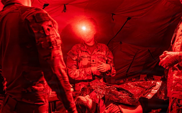 2-4 FAR Soldiers Conduct Nighttime Casualty Care Validation