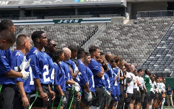 Marines, Soldiers, and families, represent Fort Hamilton in the annual Salute to Service Bowl at MetLife Stadium.