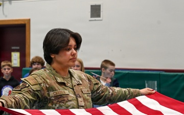 Alaska Air Guard and Eielson Honor Guard Teach Flag Protocol to Elementary Students