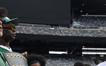 Marines, Soldiers, and families, represent Fort Hamilton in the annual Salute to Service Bowl at MetLife Stadium.