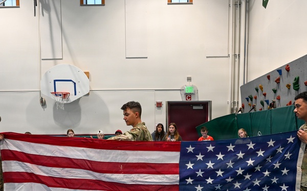 Alaska Air Guard and Eielson Honor Guard Teach Flag Protocol to Elementary Students