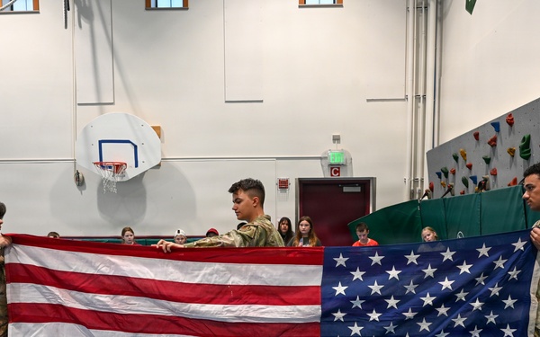 Alaska Air Guard and Eielson Honor Guard Teach Flag Protocol to Elementary Students