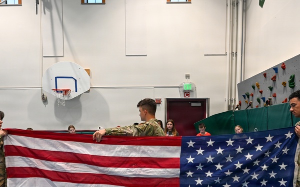 Alaska Air Guard and Eielson Honor Guard Teach Flag Protocol to Elementary Students