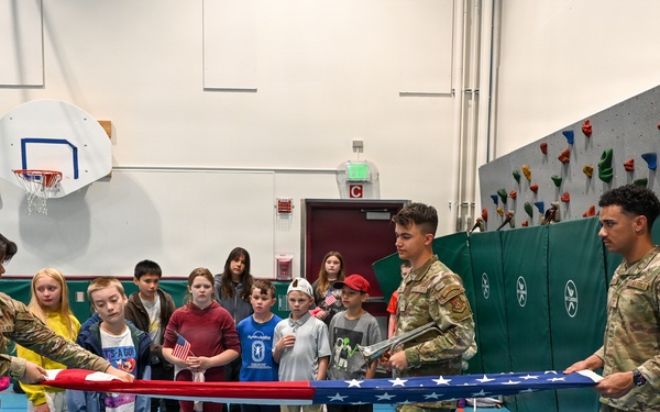 Alaska Air Guard and Eielson Honor Guard Teach Flag Protocol to Elementary Students