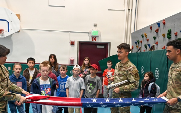 Alaska Air Guard and Eielson Honor Guard Teach Flag Protocol to Elementary Students