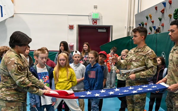 Alaska Air Guard and Eielson Honor Guard Teach Flag Protocol to Elementary Students