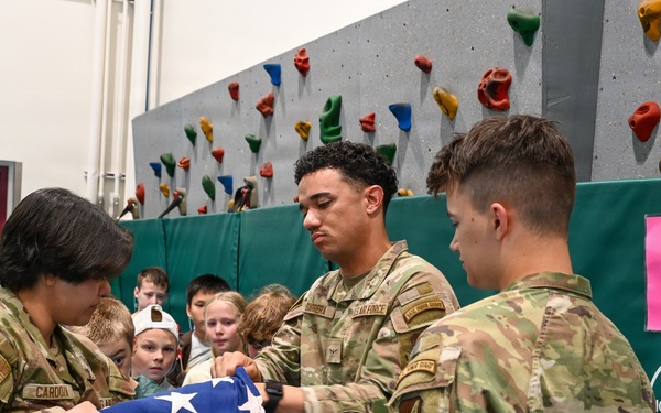 Alaska Air Guard and Eielson Honor Guard Teach Flag Protocol to Elementary Students