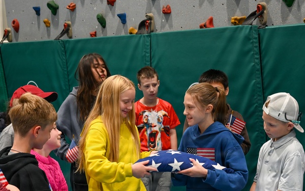 Alaska Air Guard and Eielson Honor Guard Teach Flag Protocol to Elementary Students