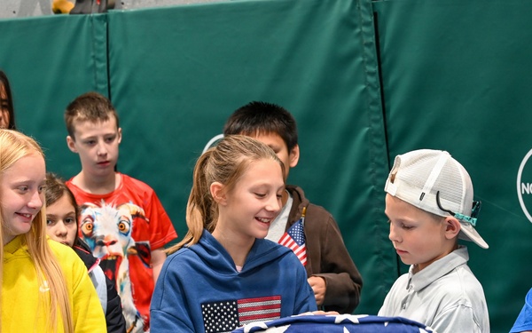 Alaska Air Guard and Eielson Honor Guard Teach Flag Protocol to Elementary Students