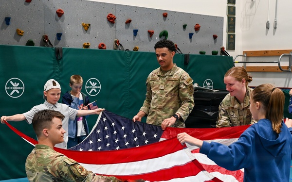 Alaska Air Guard and Eielson Honor Guard Teach Flag Protocol to Elementary Students