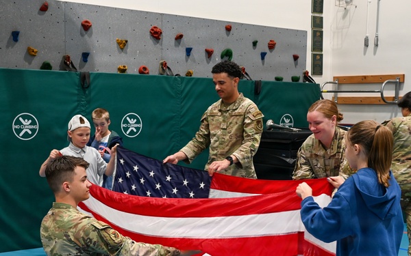 Alaska Air Guard and Eielson Honor Guard Teach Flag Protocol to Elementary Students
