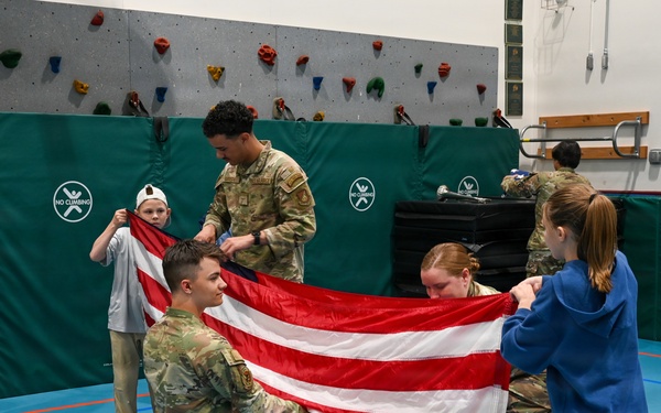 Alaska Air Guard and Eielson Honor Guard Teach Flag Protocol to Elementary Students