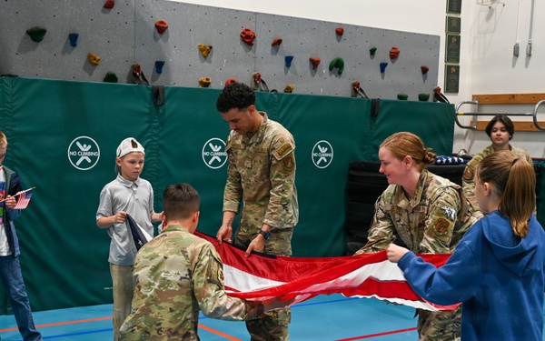 Alaska Air Guard and Eielson Honor Guard Teach Flag Protocol to Elementary Students