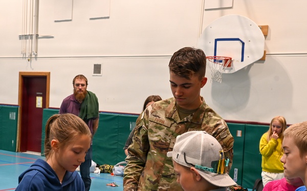 Alaska Air Guard and Eielson Honor Guard Teach Flag Protocol to Elementary Students