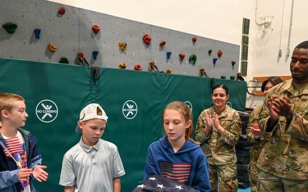 Alaska Air Guard and Eielson Honor Guard Teach Flag Protocol to Elementary Students