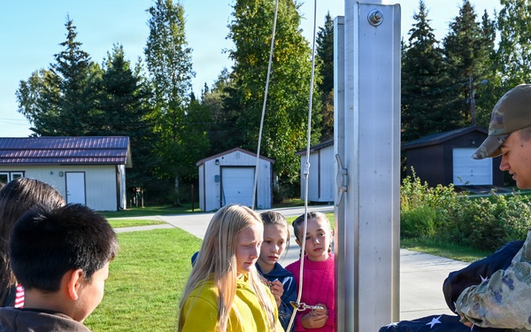 Alaska Air Guard and Eielson Honor Guard Teach Flag Protocol to Elementary Students
