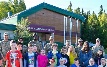 Alaska Air Guard and Eielson Honor Guard Teach Flag Protocol to Elementary Students
