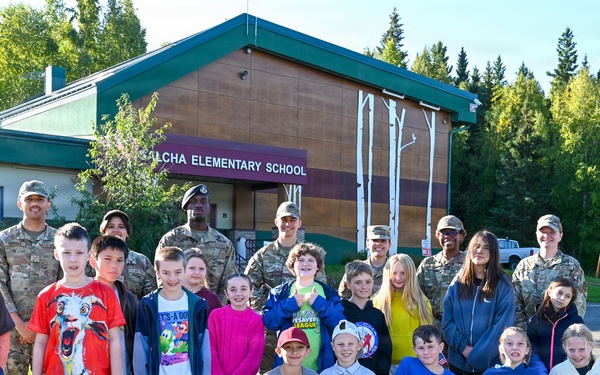 Alaska Air Guard and Eielson Honor Guard Teach Flag Protocol to Elementary Students