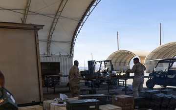Headquarters Battalion inventory ammo at the Combat Center
