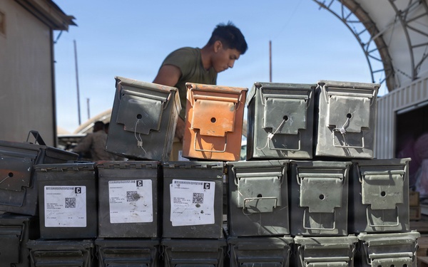 Headquarters Battalion inventory ammo at the Combat Center