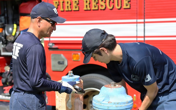 Firefighters conduct rescue training at Torii Station
