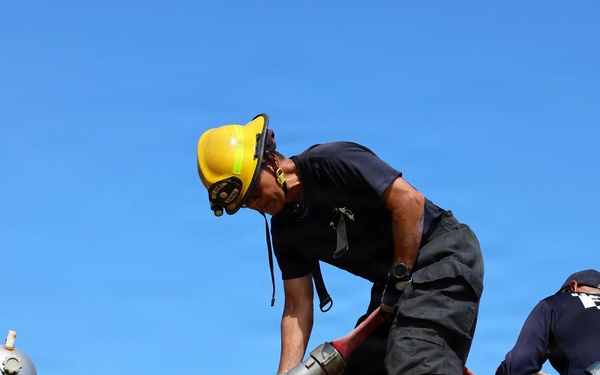 Firefighters conduct rescue training at Torii Station