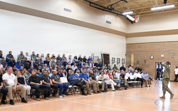 U.S. Army Yuma Proving Ground commander Col. Charles Seaberry leads first town hall