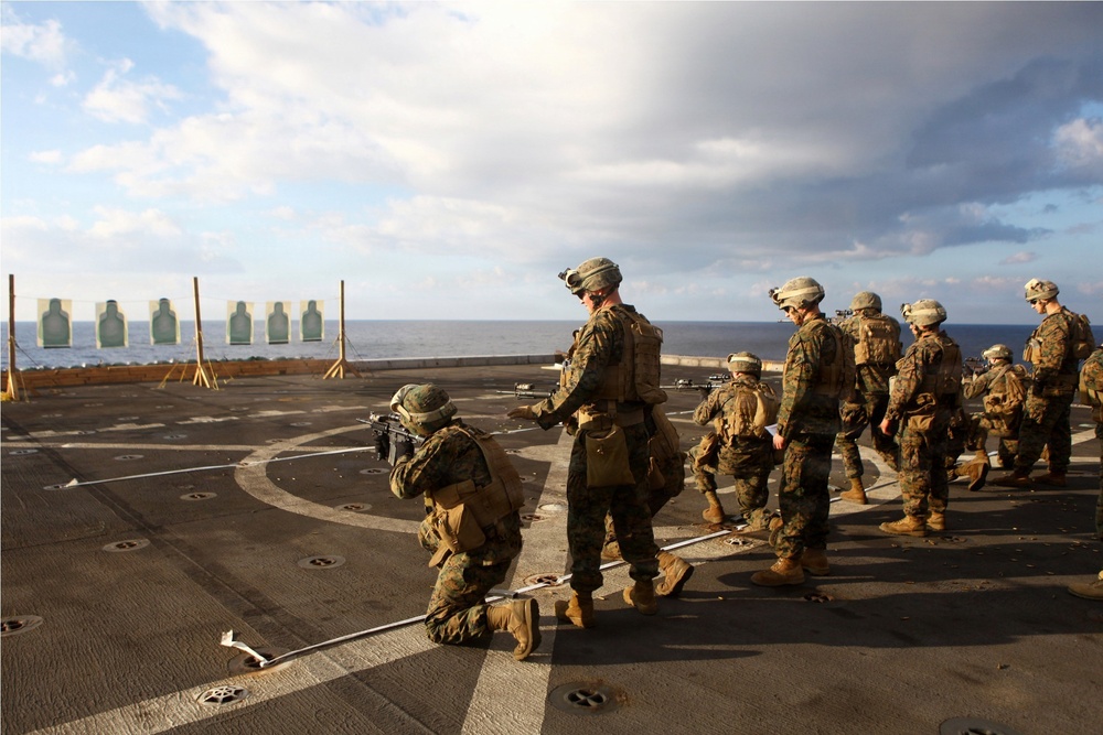 121126-M-KU932-147USS NEW YORK, Mediterranean Sea (Nov. 26, 2012) – Marines with India Battery, the artillery unit attached to Battalion Landing Team 1st Battalion, 2nd Marine Regiment, 24th Marine Expeditionary Unit, fire at stationary targets during com