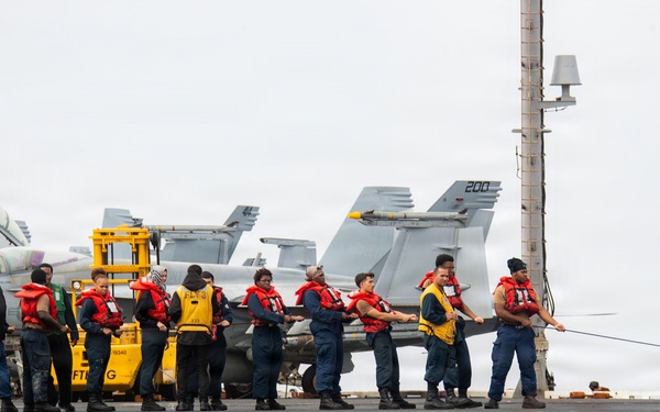 USS George Washington Conducts a Replenishment-At-Sea