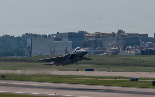 First Kadena-bound F-15EX departs Boeing facility for next milestone at Portland
