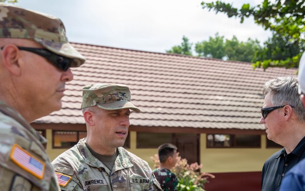 U.S. Army Col. Robert Lawrence speaks with a group