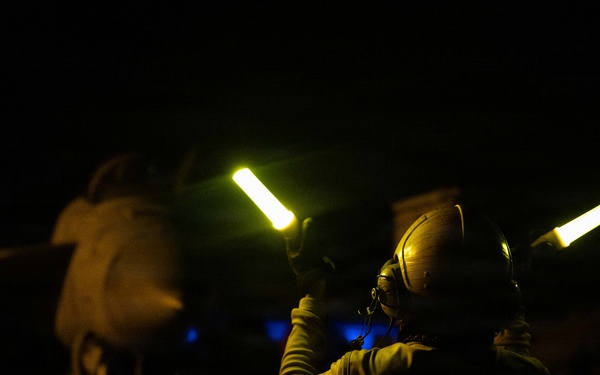 George H.W. Bush Conducts Night Flight Operations