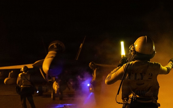 George H.W. Bush Conducts Night Flight Operations
